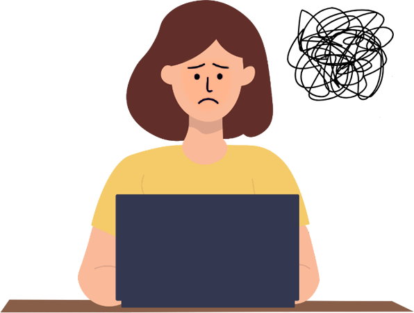 困っている女性社員のイラスト